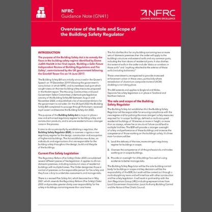 GN41 Overview of the Role and Scope of the Building Safety Regulator
