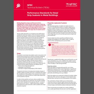 NFRC TB36 Performance Standards for Butyl Strip Sealants in Metal Buildings