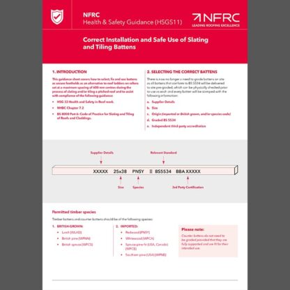 NFRC HSGS11 Correct Installation and Safe Use of Slating and Tiling Battens (MRK111)